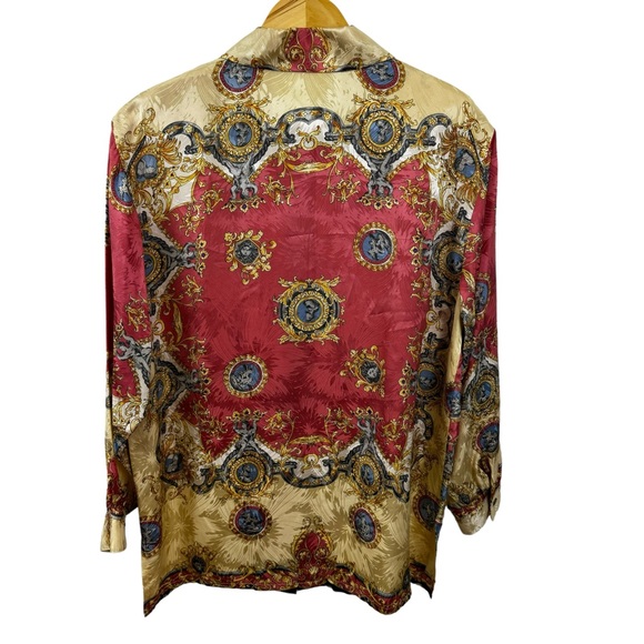 * Vintage German Button Down Blouse Versailles Royal Elegant 100% Silk & Acetate - Picture 10 of 17